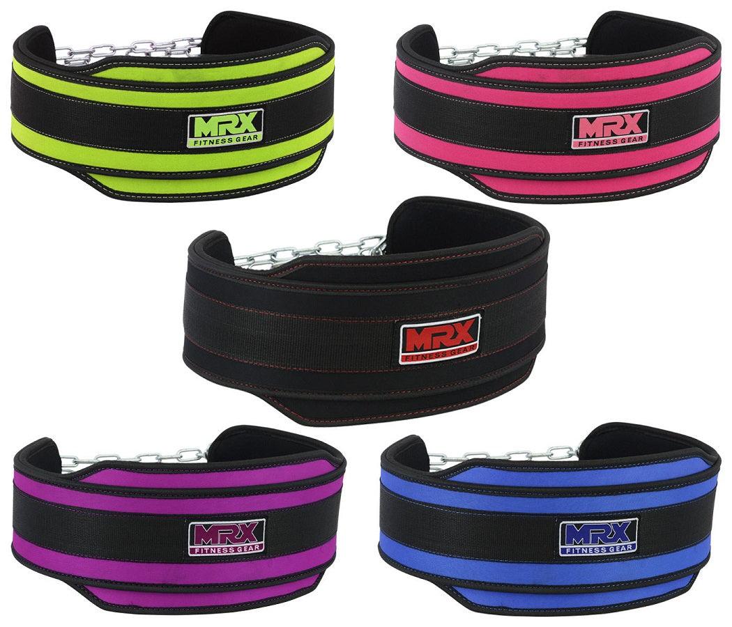 MRX Weight Lifting Nylon Dip Belt With Metal Chain Bodybuilding Gym Workout