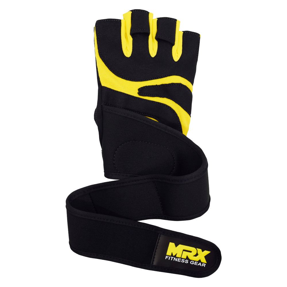 MRX Weightlifting Gloves Long Strap 2624-YLW-S