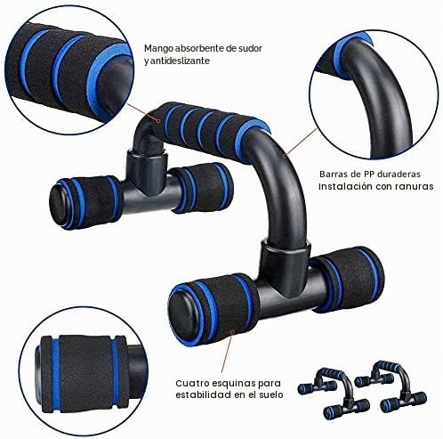AERLANG Juego de ruedas abdominales 7 en 1 con 2 barras de flexión, banda de resistencia, cuerda de saltar, agarre de mano y rodillera, entrenamiento de fitness en casa, gimnasio en casa, equipo