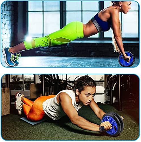 AERLANG Juego de ruedas abdominales 7 en 1 con 2 barras de flexión, banda de resistencia, cuerda de saltar, agarre de mano y rodillera, entrenamiento de fitness en casa, gimnasio en casa, equipo