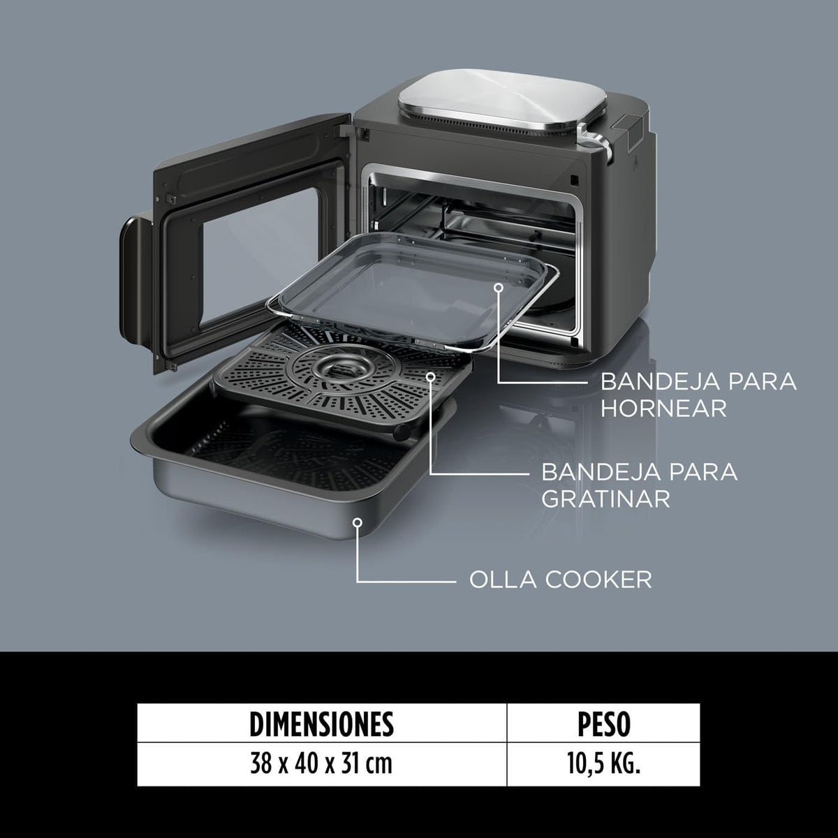 Ninja Combi, Olla Eléctrica Multifunción 12 en 1, Comidas Familiares, Gris