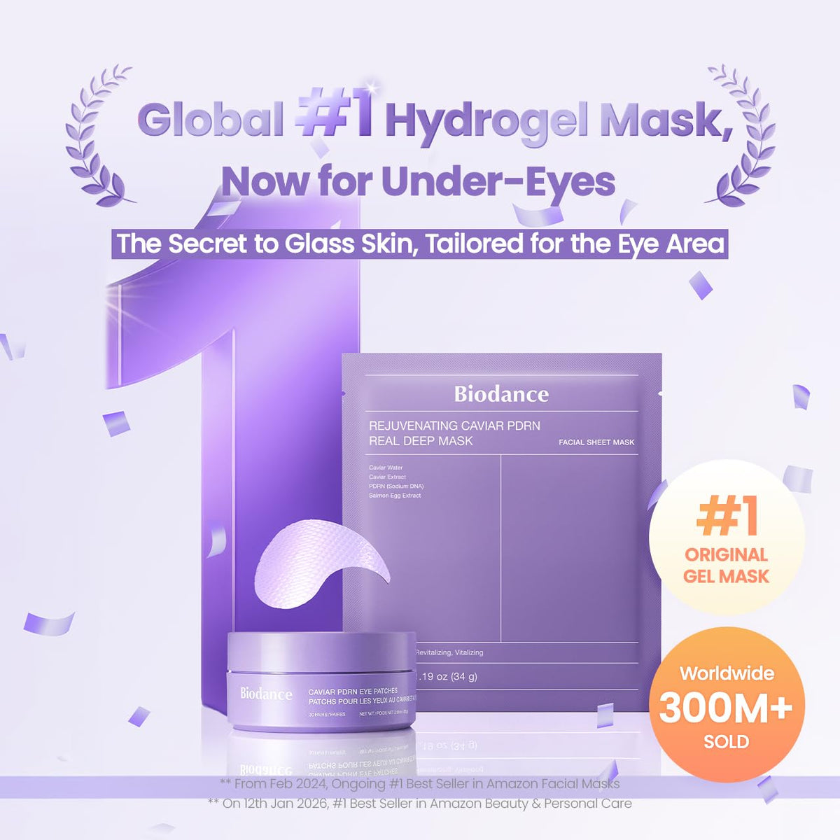 BIODANCE Parches de Ojos con Péptidos de Colágeno, Antiarrugas para Líneas de Expresión y Bolsas, Contorno de Ojos, Cuidado de la Piel Coreano (60 uds)