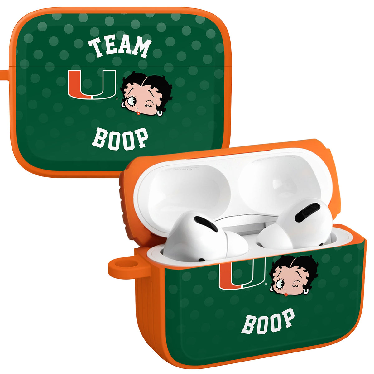 Miami Hurricanes X Betty Boop HDX Apple AirPods Pro 1 & 2 Case Cover