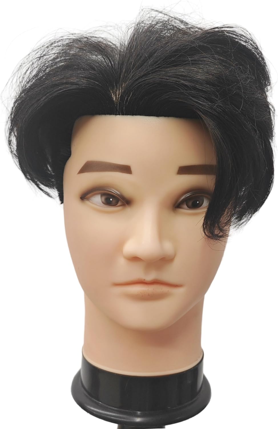 Cabeza de maniquí de peluquero masculino con pelo humano para peinado