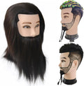 Cabeza de maniquí de peluquero masculino con pelo humano para peinado