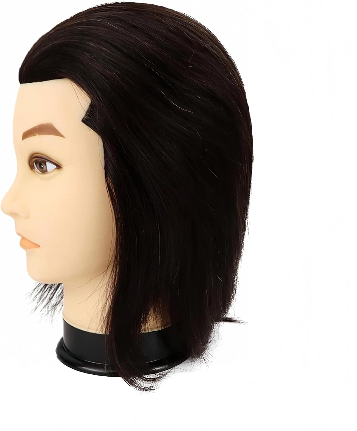 Cabeza de maniquí de peluquero masculino con pelo humano para peinado