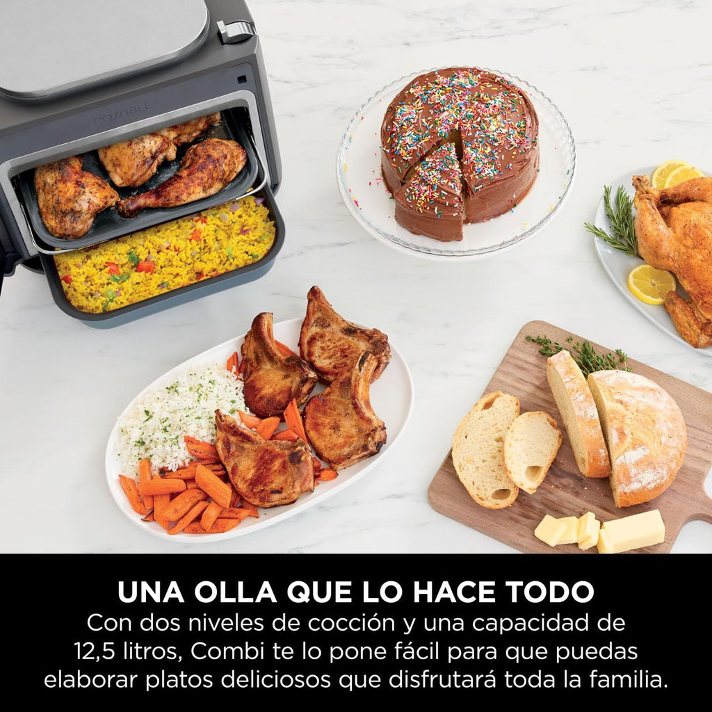 Ninja Combi, Olla Eléctrica Multifunción 12 en 1, Comidas Familiares, Gris