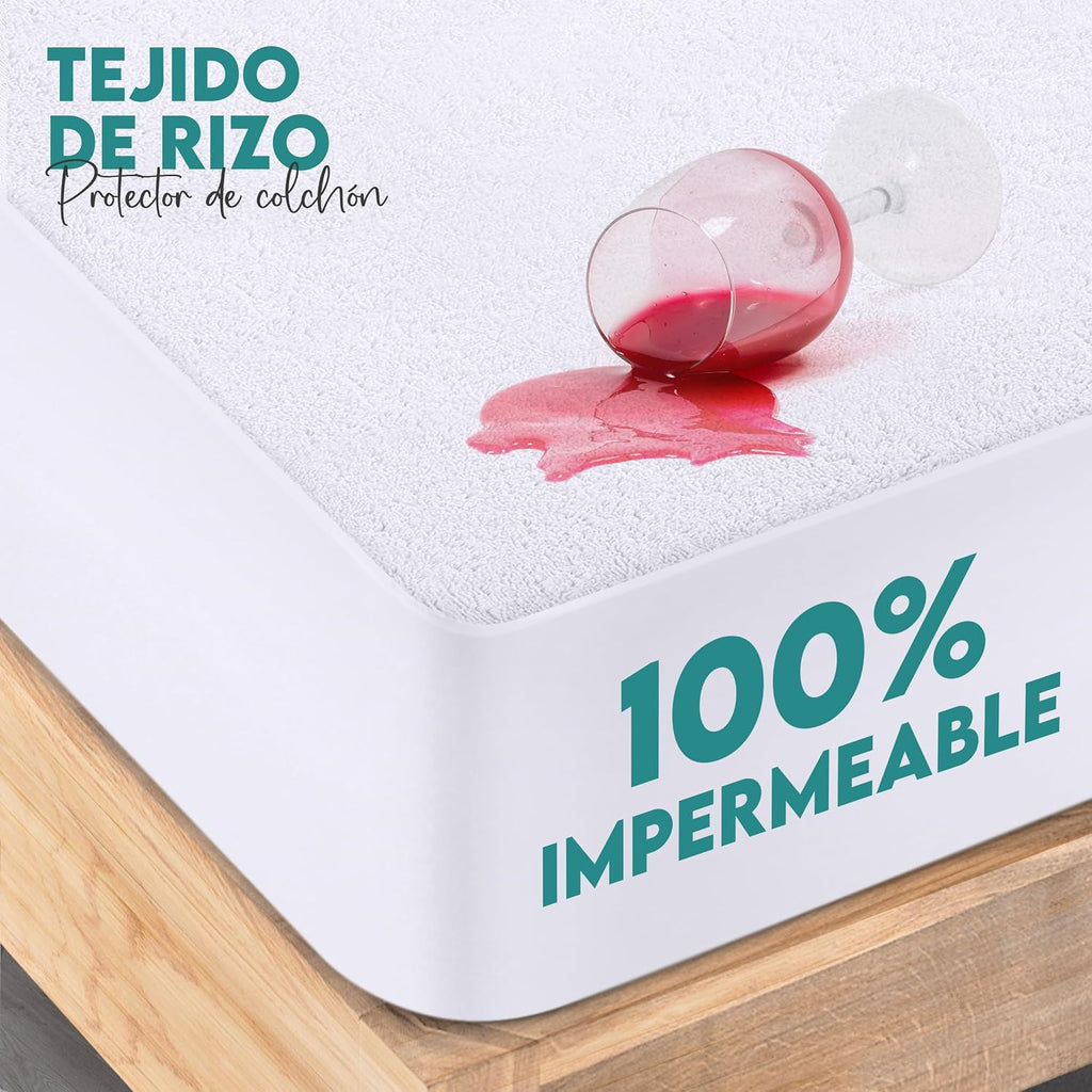 Protector de Colchón Impermeable 150x200 cm, hasta 30 cm