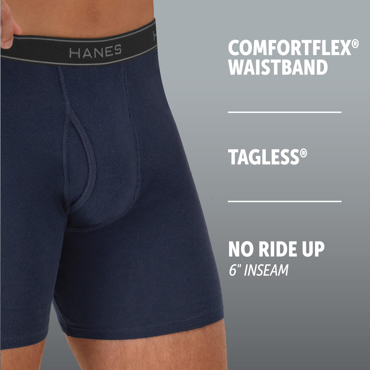 Hanes Men's Underwear Boxer Briefs Pack, Cool & Breathable Cotton Moisture-wicking Underwear for Men, No Ride Up