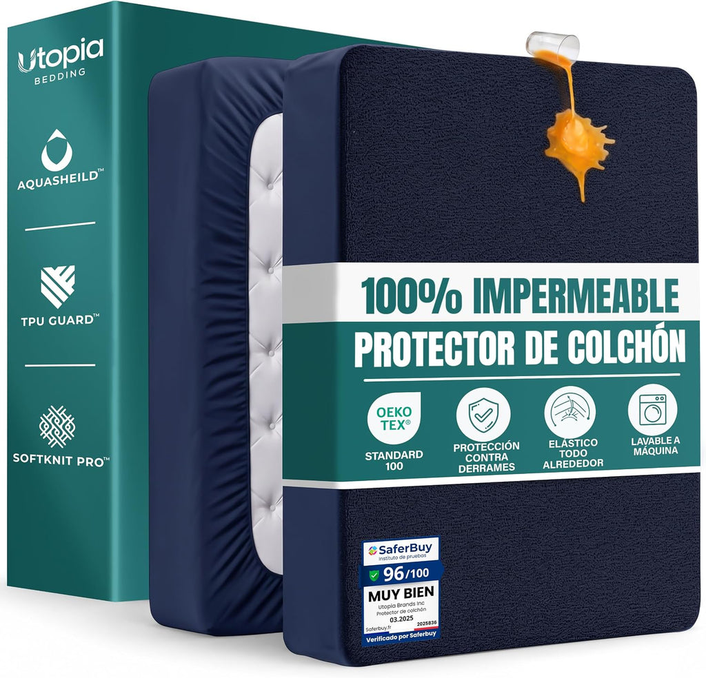 Protector de Colchón Impermeable 150x200 cm, hasta 30 cm