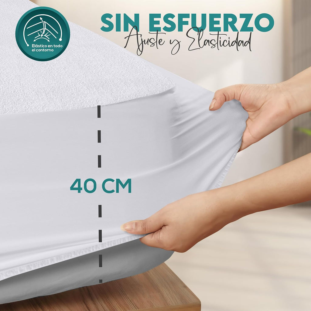 Protector de Colchón Impermeable 150x200 cm, hasta 30 cm