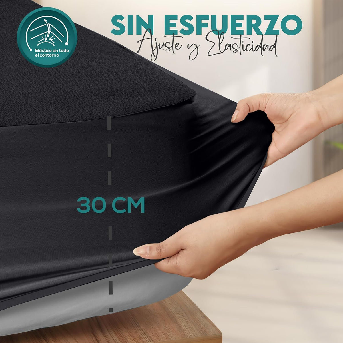 Protector de Colchón Impermeable 150x200 cm, hasta 30 cm