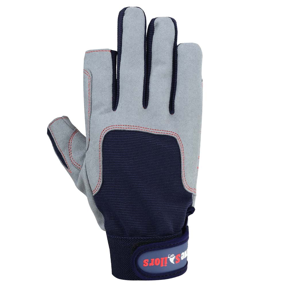 Sailing Gloves 2 Cut Fingers Glove Blue Gray Amara Leather