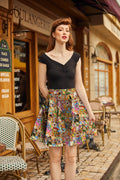 Cat Stamps Skater Skirt