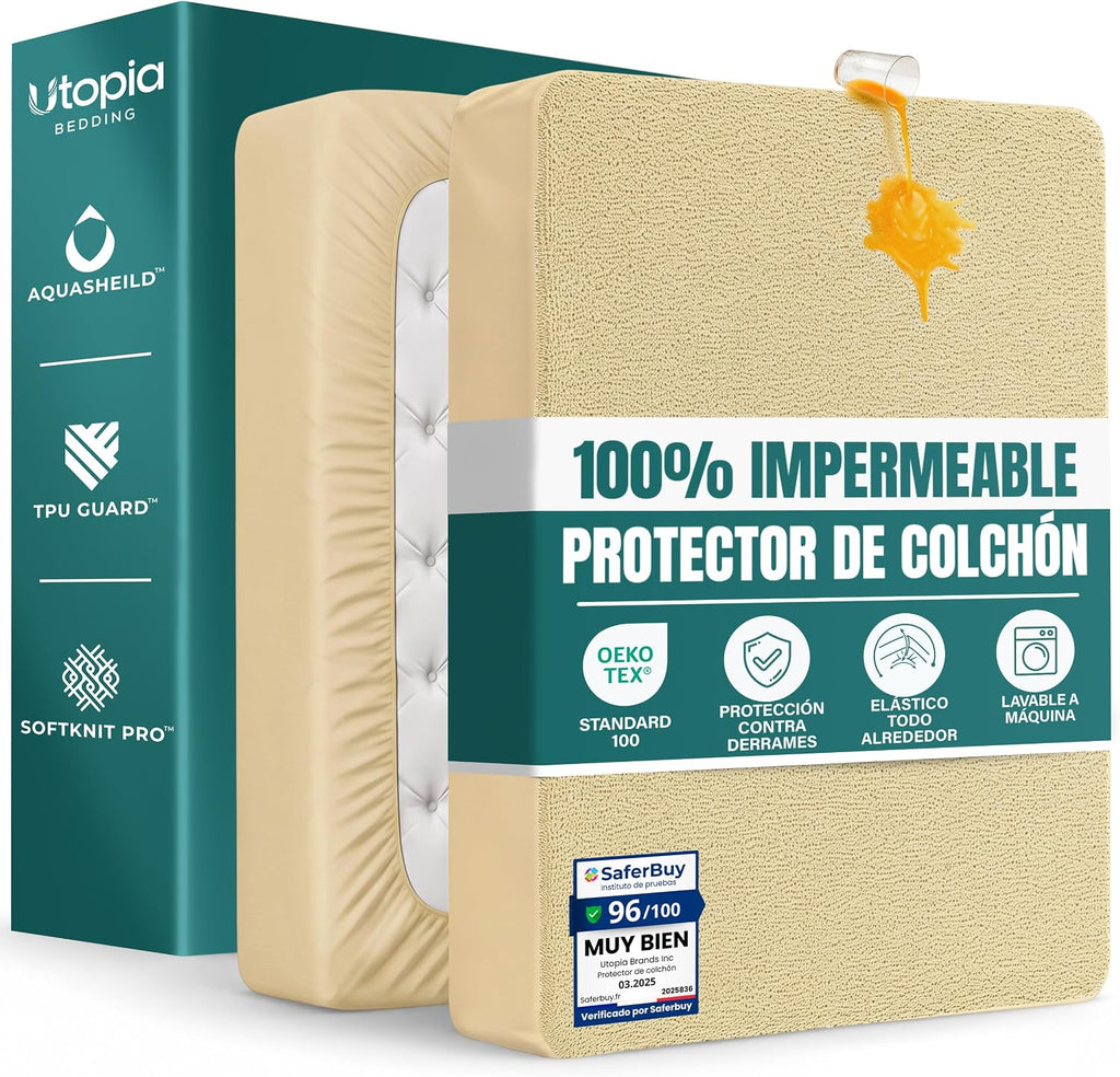 Protector de Colchón Impermeable 150x200 cm, hasta 30 cm