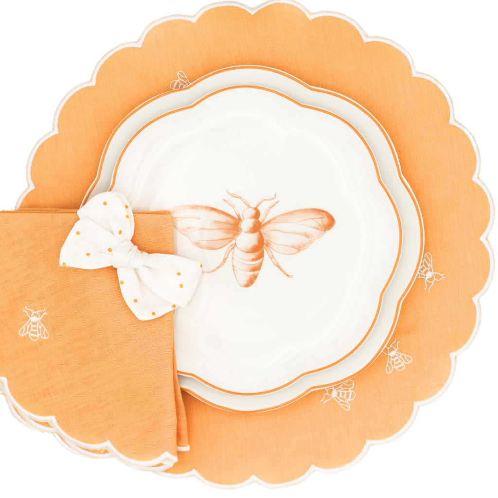 Bumble Homecoming Scalloped Ceramic Starter Plates – Set of 4 (+1 Bonus Plate)