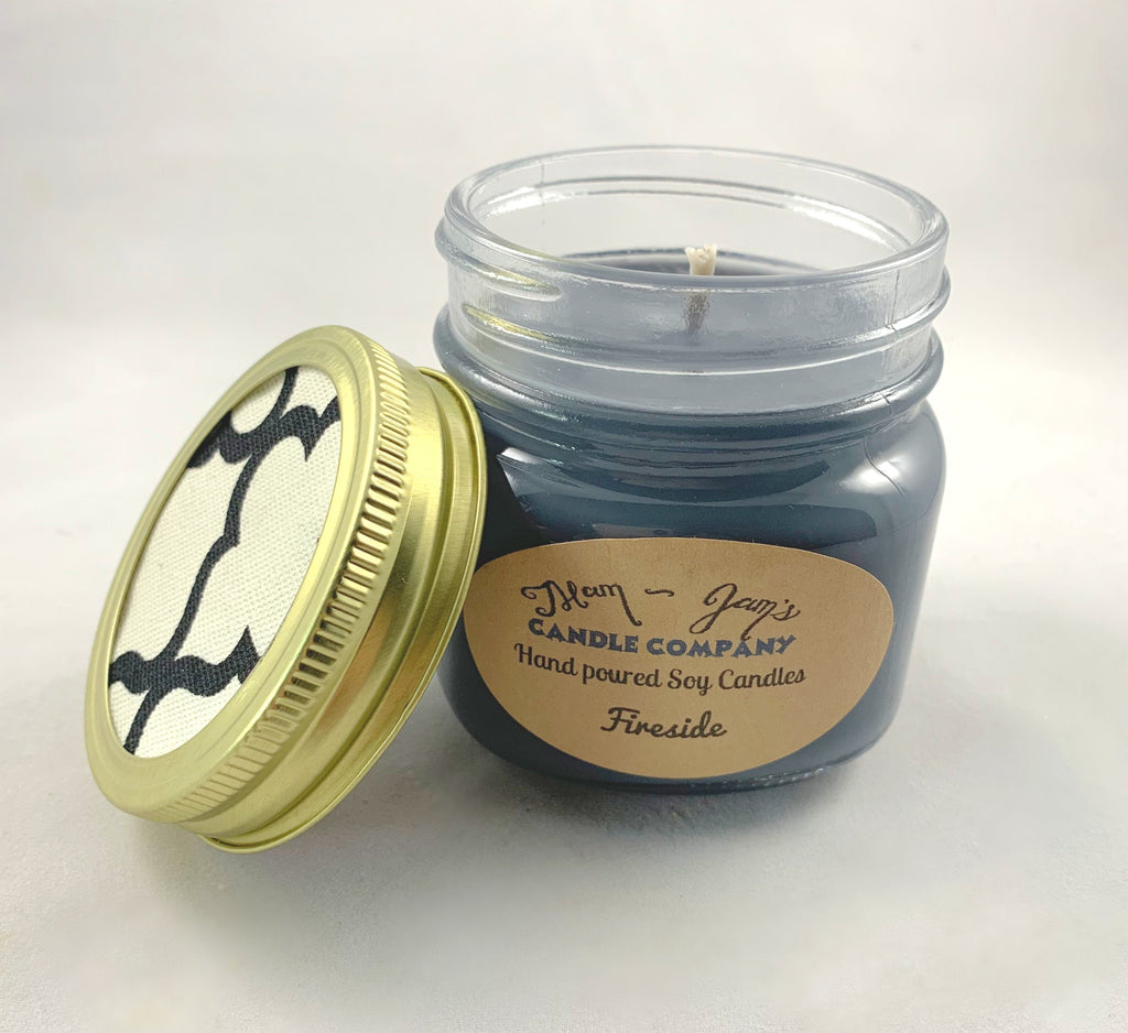 Fireside Soy Candle – Warm & Smoky Wood Scent | Mam Jam’s