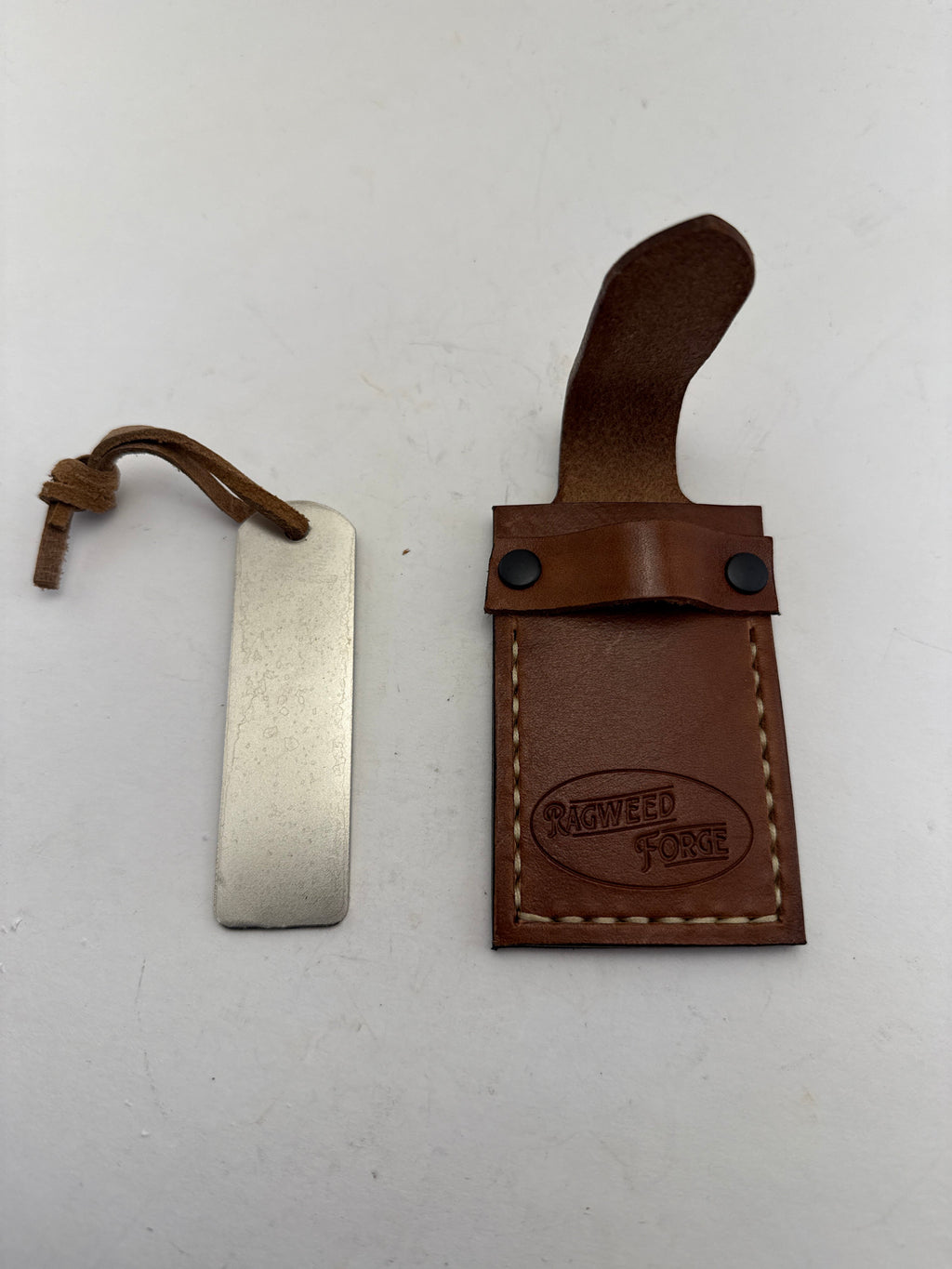 Sharpening - 2 Sided Diamond Plate with Leather sheath From Ragweed Forge #8 - Brown