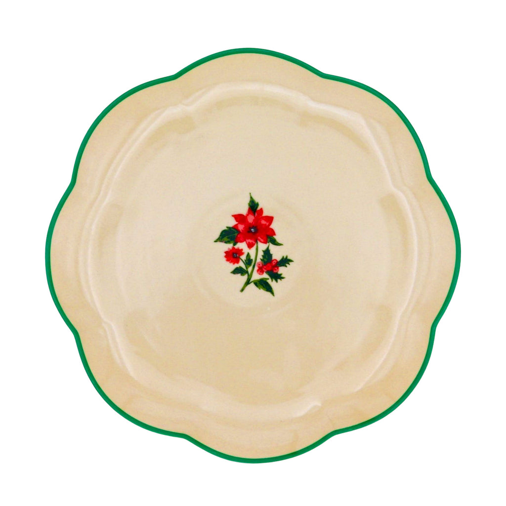 Festive Flora Scalloped Ceramic Starter Plates – Set of 4 (+1 Bonus Plate)