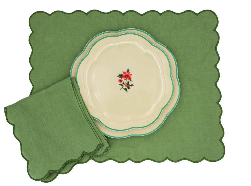Festive Flora Scalloped Ceramic Starter Plates – Case of 12 (+3 Bonus Plates)