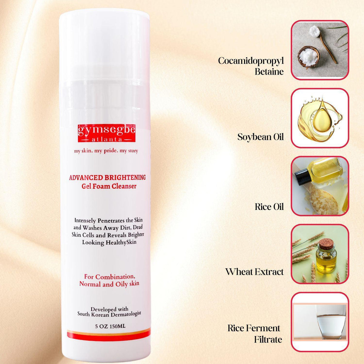 Advanced Brightening Gel Foam Cleanser | Rice Extract