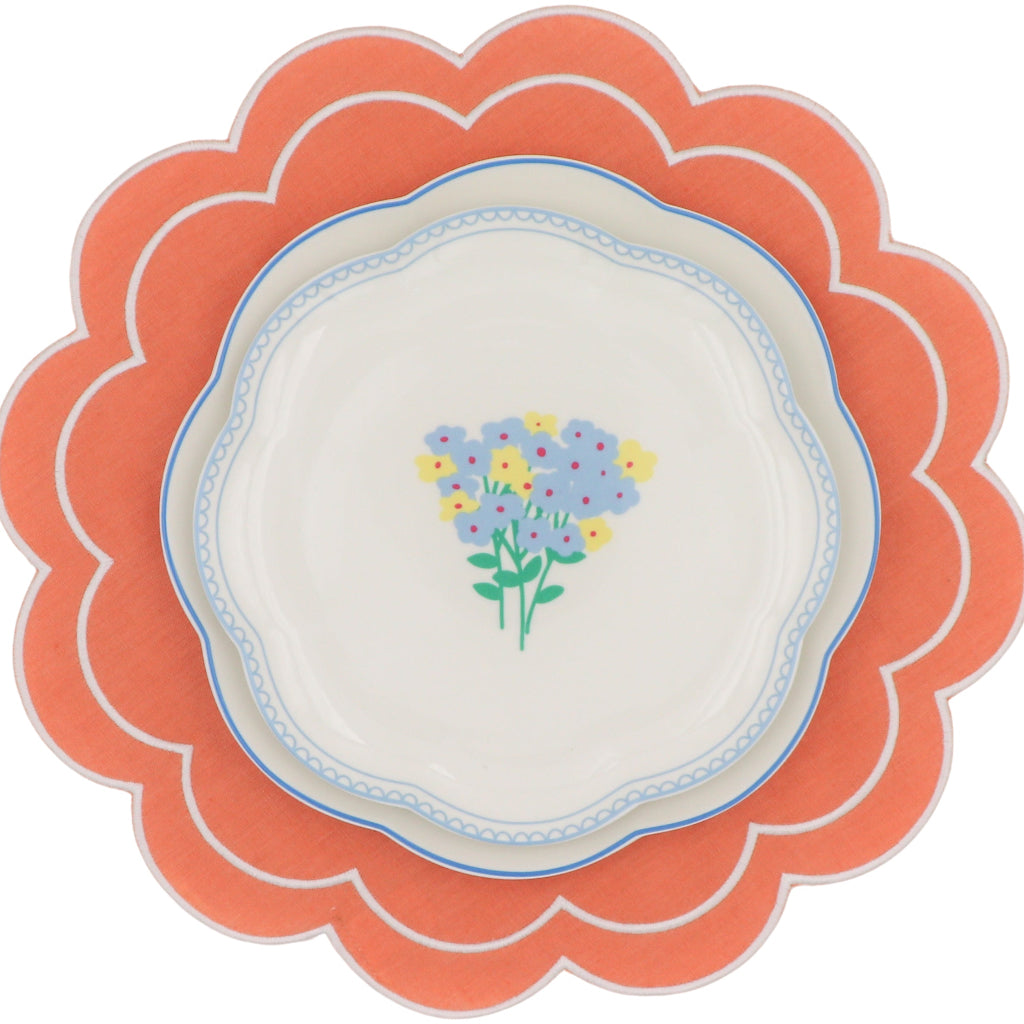 Meadow Flora Scalloped Ceramic Starter Plates – Case of 12 (+3 Bonus Plates)