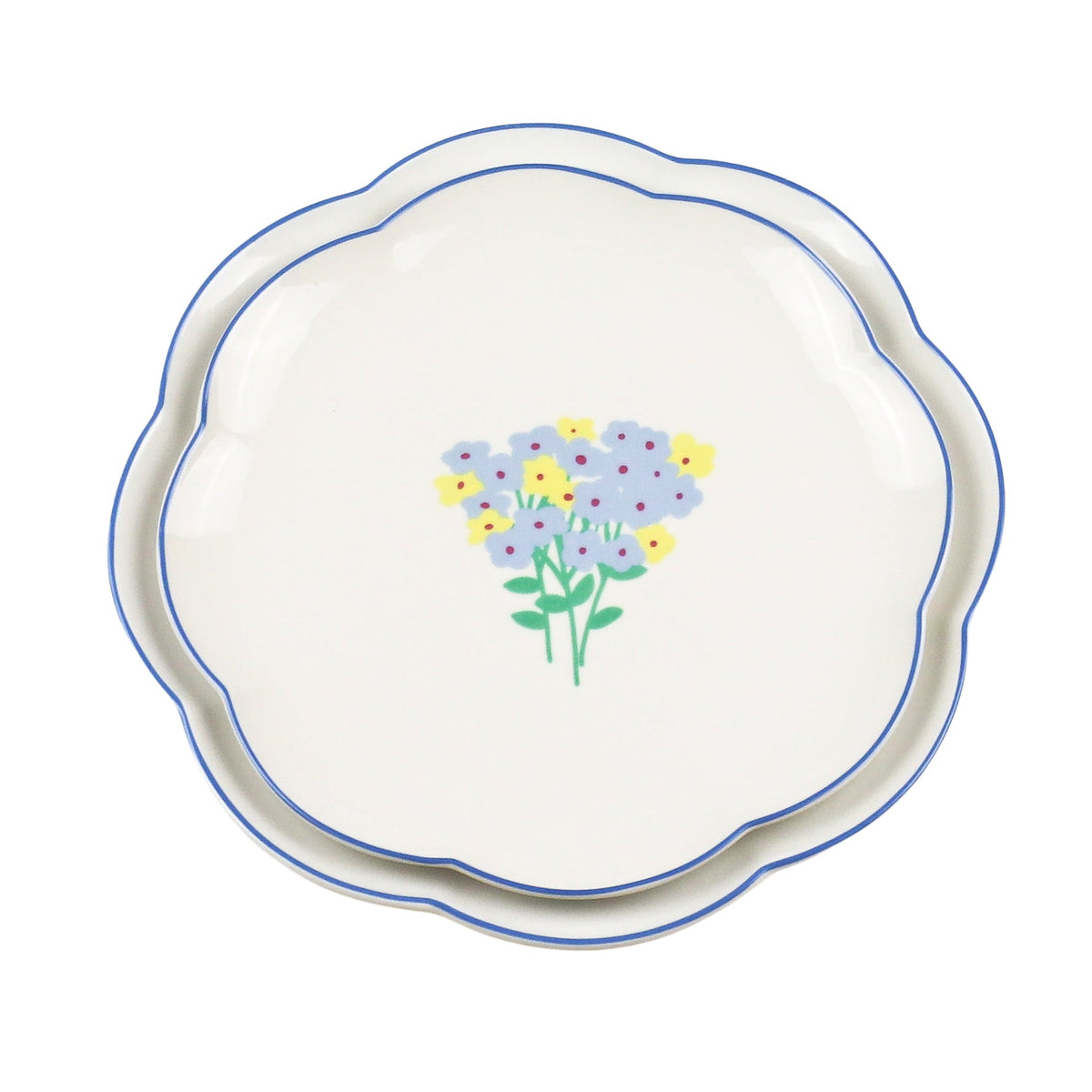Meadow Flora Scalloped Ceramic Starter Plates – Case of 12 (+3 Bonus Plates)