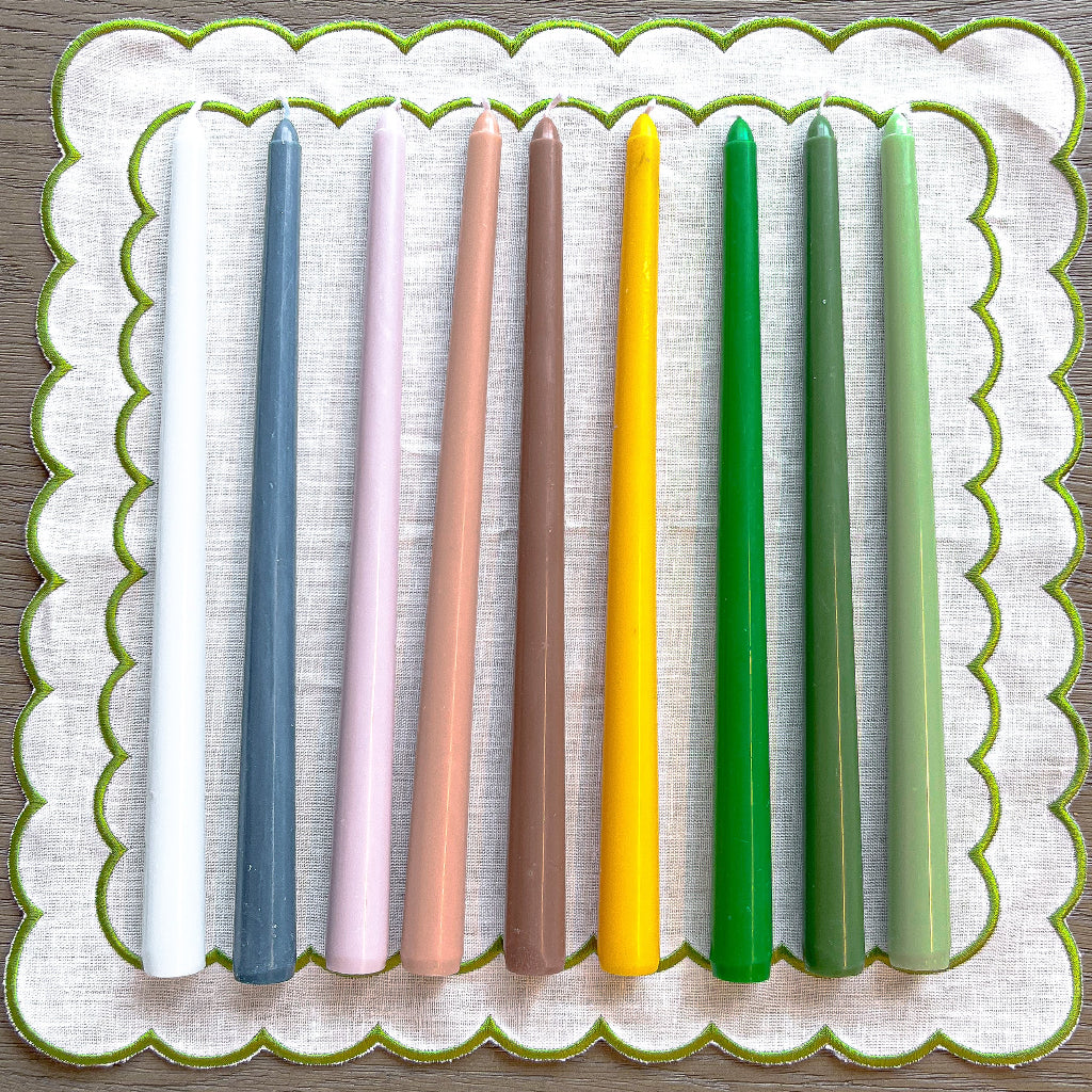 Pine Green Extra Tall Taper Candles – 24 Candles