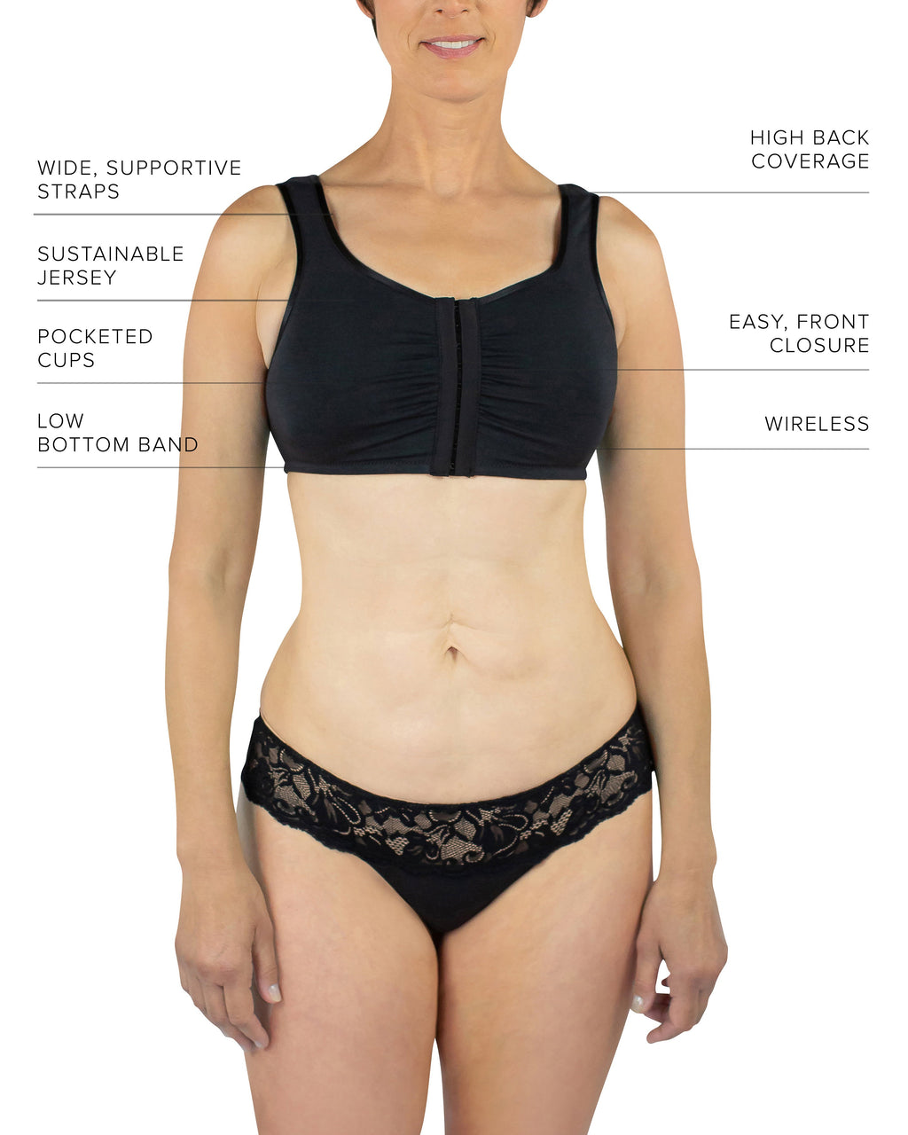 Maia Front Close Bra, Black