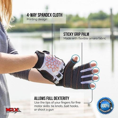 Sailing Gloves With Sticky Palm 3-4 Cut Fingers Kayaking & More Unisex