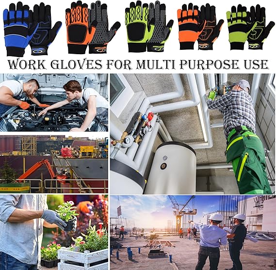 Riggermen Mens Heavy Duty Mechanic Work Gloves Touchscreen Anti-Slip Multiuse Safety Glove